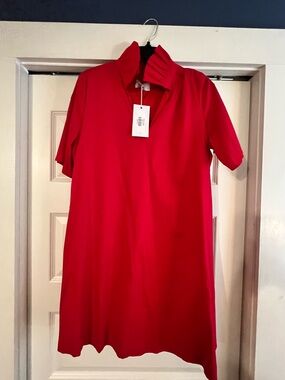 NWT Medium Red Ruffle Collar Dress